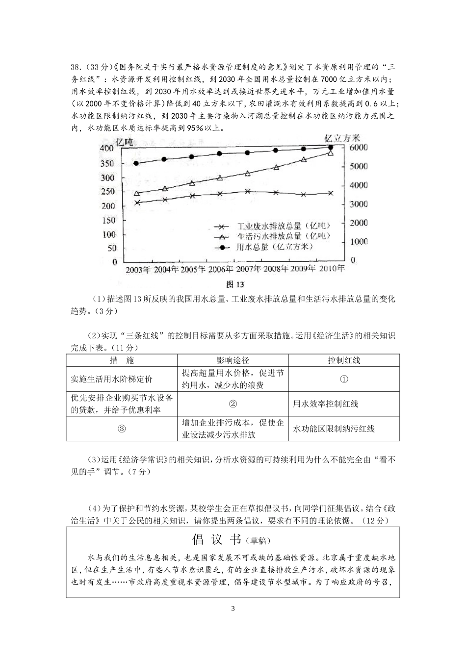 2013年北京高考政治试题_第3页