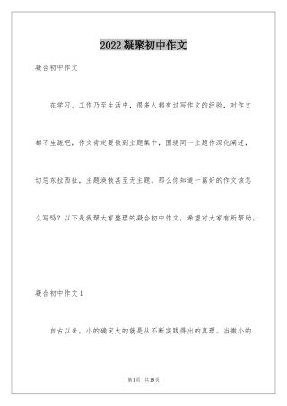 2024凝聚初中作文_1