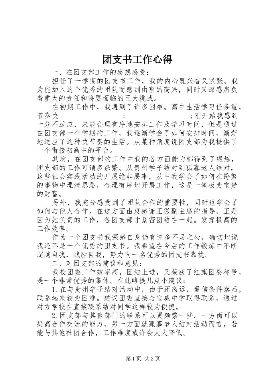 团支书工作心得_第1页