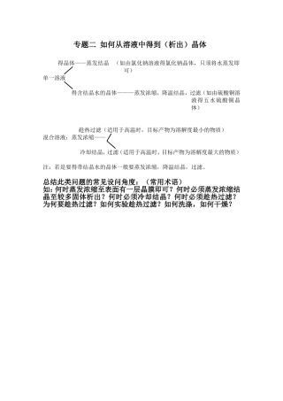 专题二如何从溶液中得到（析出）晶体