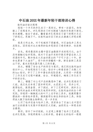 中石油20XX年最新年轻干部培训心得 (4)