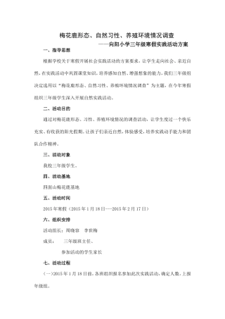 向阳小学三年级寒假实践活动方案