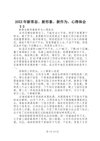 20XX年新常态、新形象、新作为、心得体会 (6)