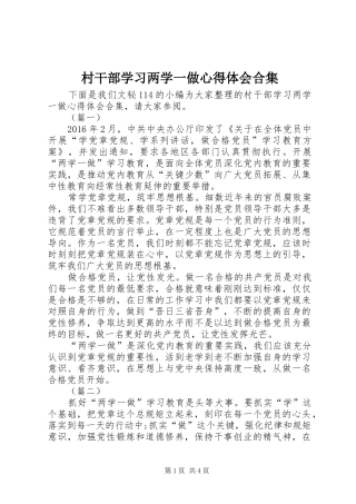 村干部学习两学一做心得体会合集