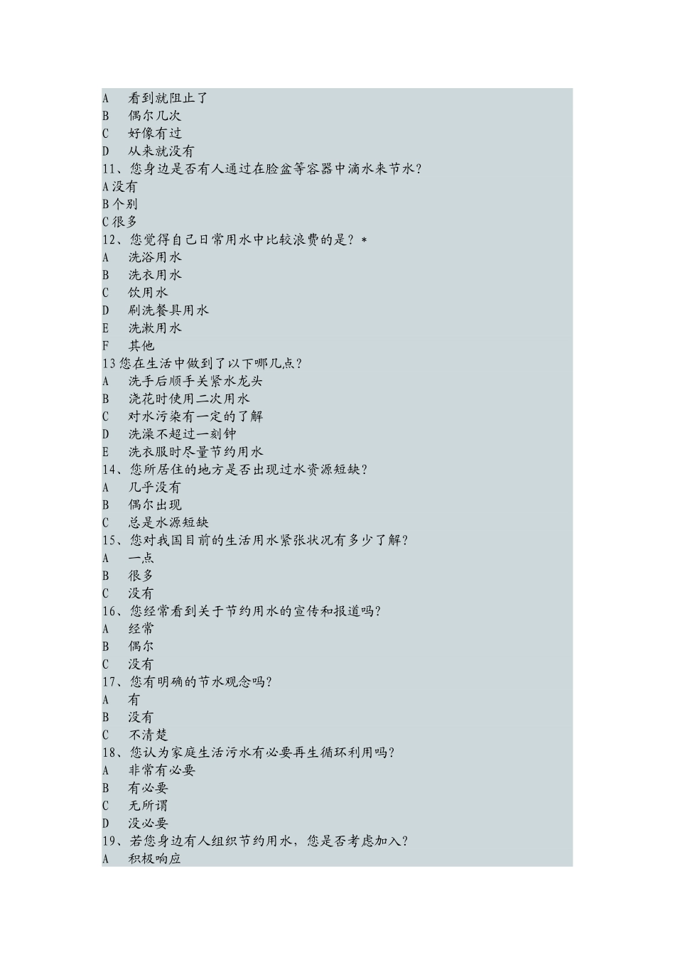 中学生生活用水调查问卷表_第2页