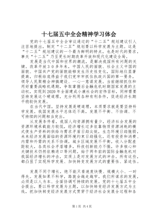 十七届五中全会精神学习体会