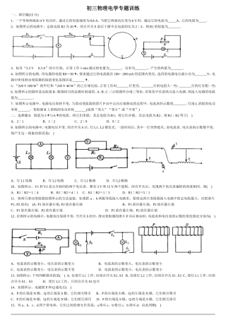 中考物理电学专题训练