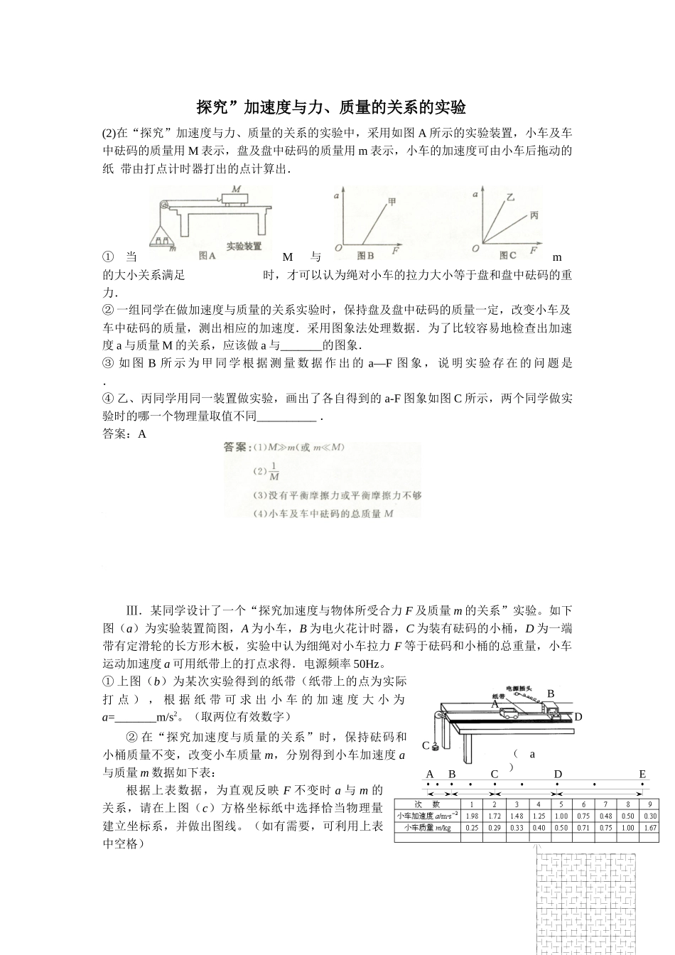 探究牛顿第二定律实验_第1页
