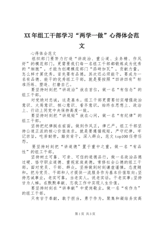 XX年组工干部学习“两学一做”心得体会范文