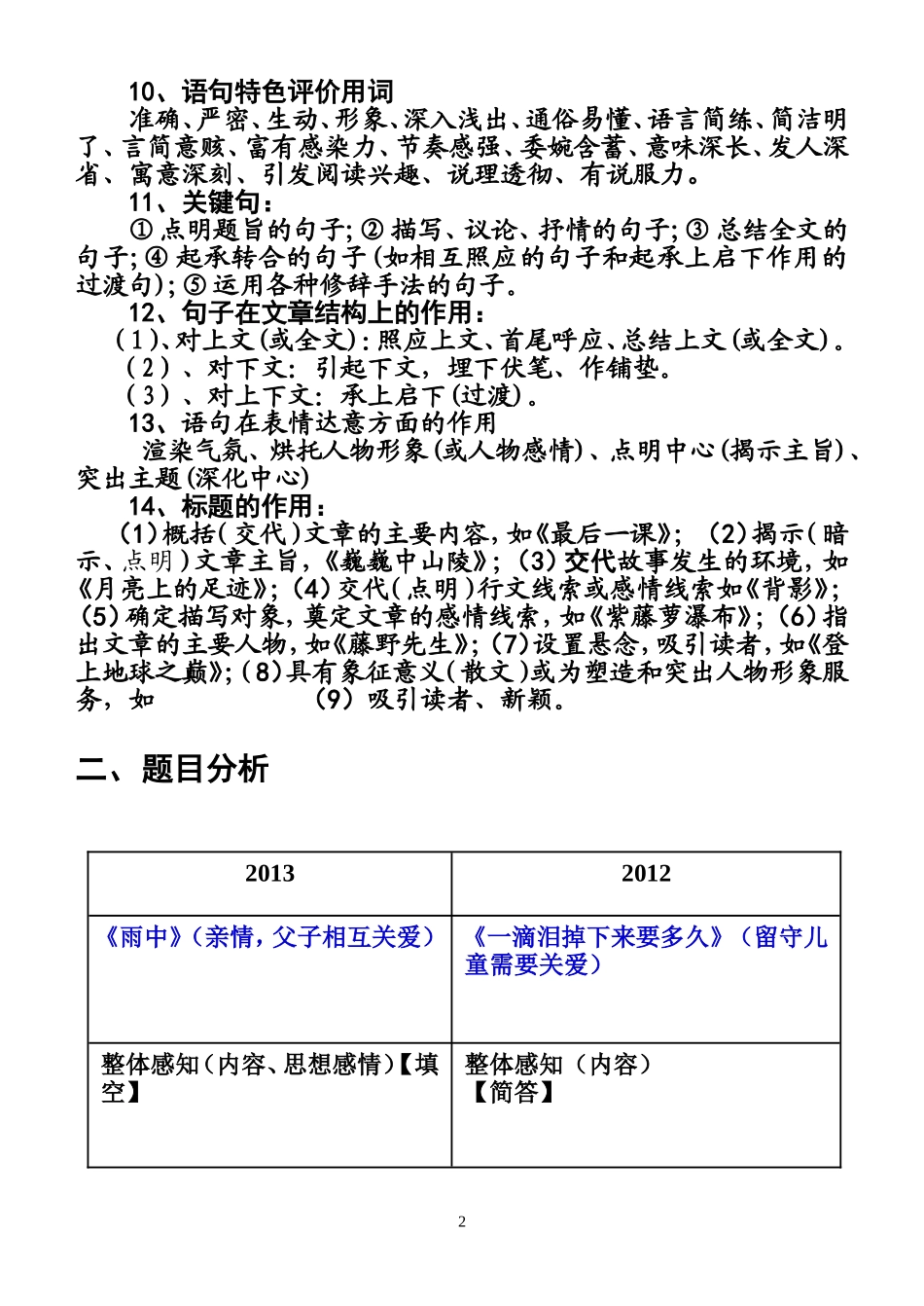 2014年中考现代文总复习资料522_第2页