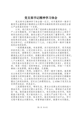 党支部书记精神学习体会