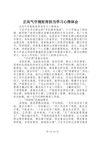 正风气守规矩肯担当学习心得体会