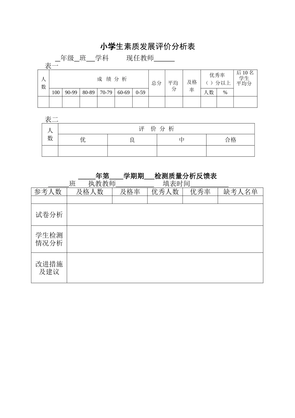 小学生成绩分析表_第1页