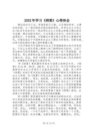 20XX年学习《纲要》心得体会