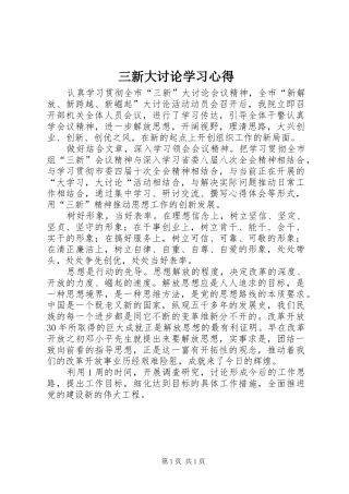 三新大讨论学习心得