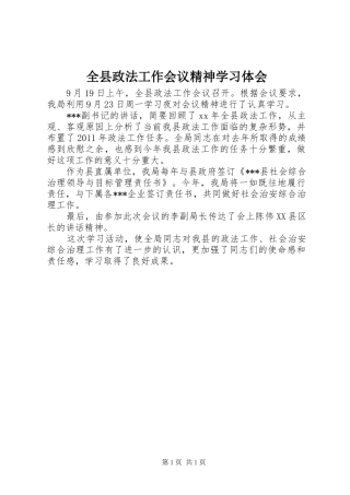 全县政法工作会议精神学习体会