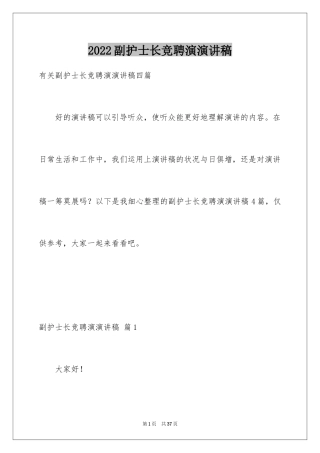 2024副护士长竞聘演演讲稿_4