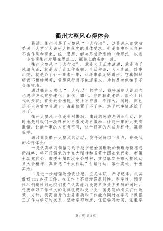 衢州大整风心得体会