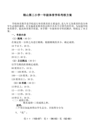 小学体育学科考核方案