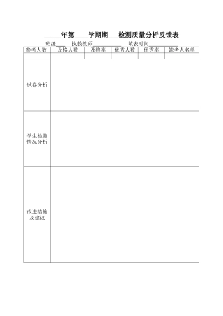 成绩分析反馈表