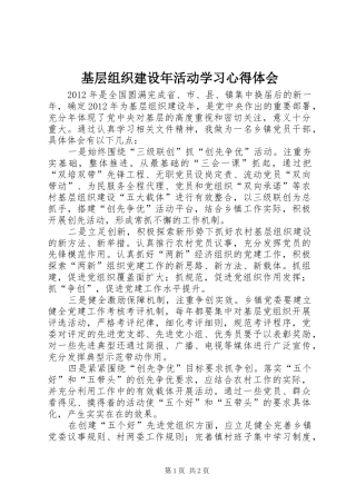 基层组织建设年活动学习心得体会