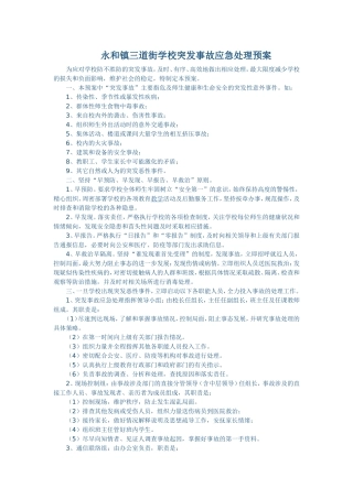 永和镇三道街学校突发事故应急处理预案