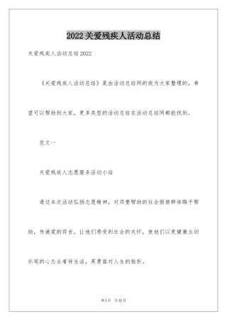 2024关爱残疾人活动总结