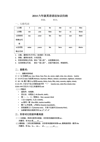 2014六年级英语语法知识归纳