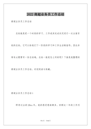 2024商超业务员工作总结