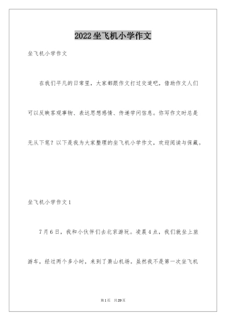 2024坐飞机小学作文