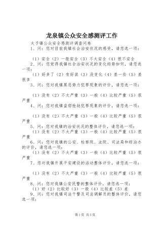 龙泉镇公众安全感测评工作