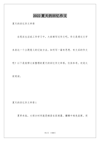 2024夏天的回忆作文_4