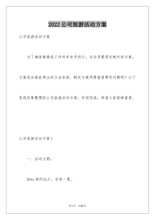 2024公司旅游活动方案