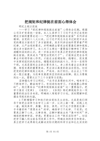 把规矩和纪律挺在前面心得体会