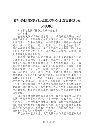青年要自觉践行社会主义核心价值观感想[范文模版]
