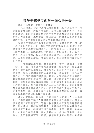 领导干部学习两学一做心得体会