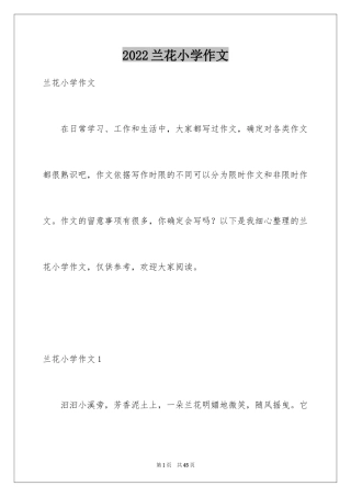 2024兰花小学作文