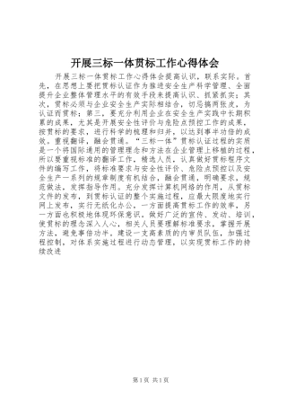 开展三标一体贯标工作心得体会