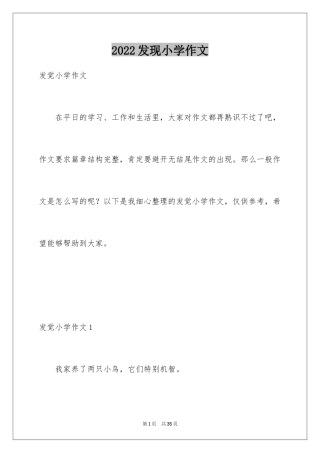 2024发现小学作文_1