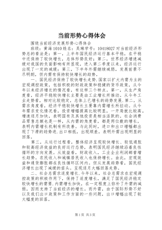 当前形势心得体会