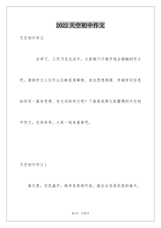 2024天空初中作文