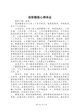 挂职锻炼心得体会