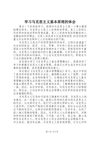学习马克思主义基本原理的体会