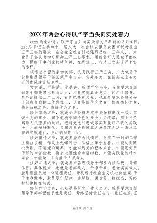 20XX年两会心得以严字当头向实处着力