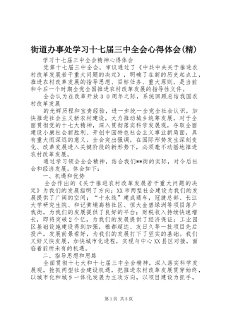 街道办事处学习十七届三中全会心得体会(精)