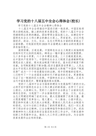 学习党的十八届五中全会心得体会(校长)