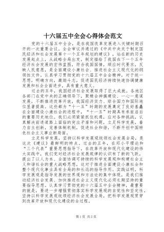 十六届五中全会心得体会范文