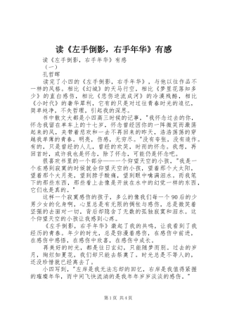 读《左手倒影，右手年华》有感