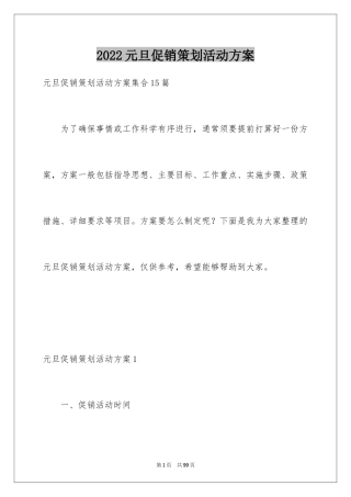 2024元旦促销策划活动方案