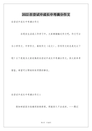 2024在尝试中成长中考满分作文